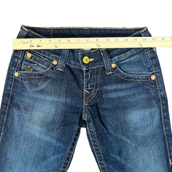 True Religion Straight Yellow Stitch / Buttons Flap Pocket Jeans Women's Size 26 - Picture 4 of 13